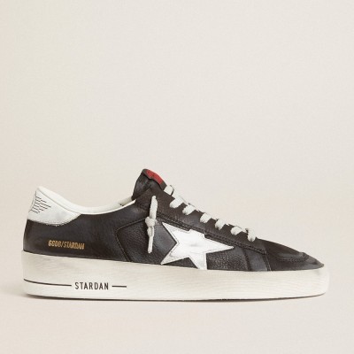 Golden Goose Stardan In Black Nubuck And Mesh With Gray Leather Star And Heel Tab GMF00333.F005233.10283