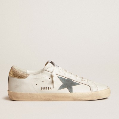 Golden Goose Super-Star With Suede Star And Platinum Snake-print Leather Heel Tab GMF00101.F005710.11816